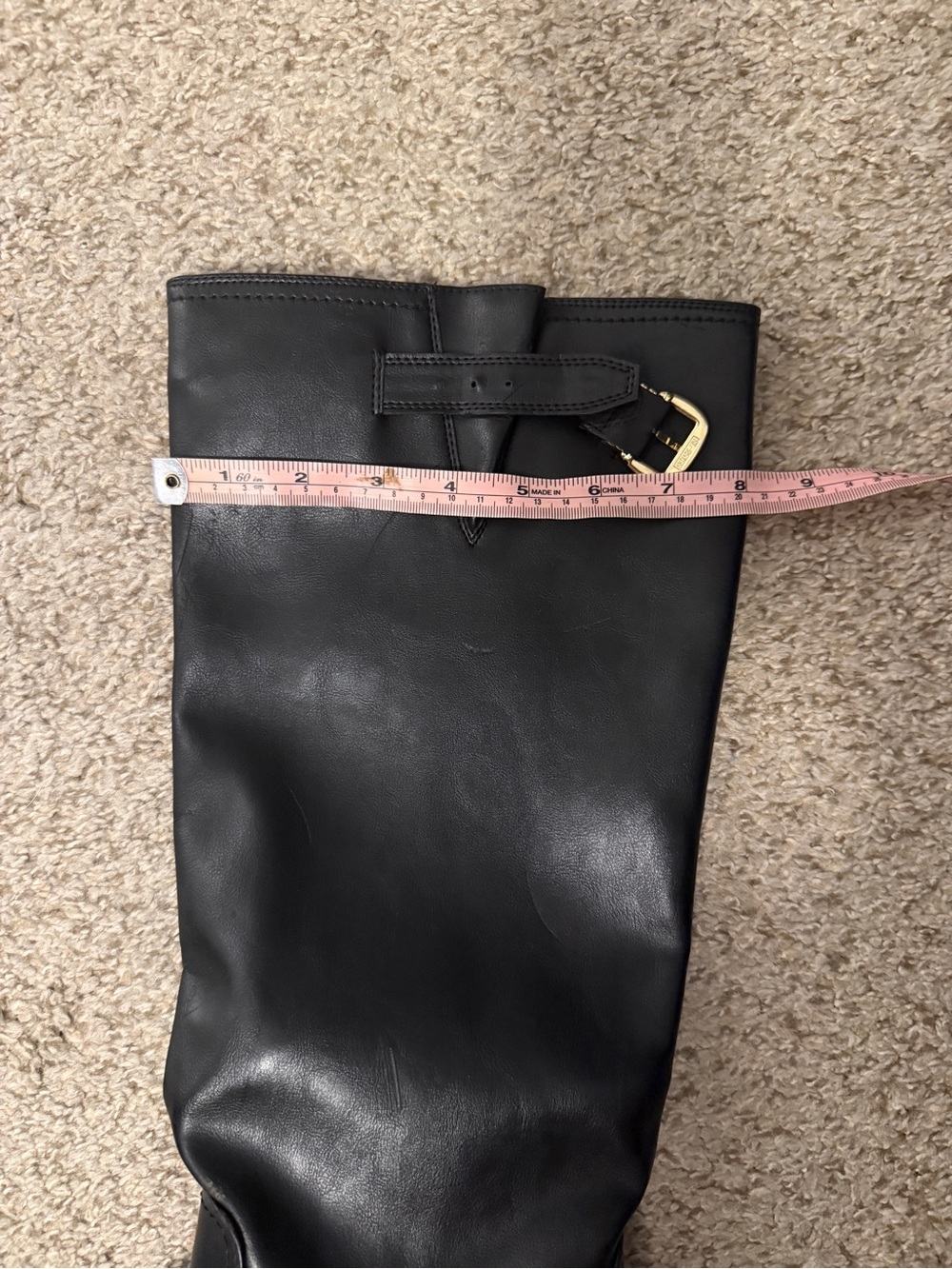 Zara Black Over-the-Knee Leather Boots with Gold Buckles - Picture 7 of 7